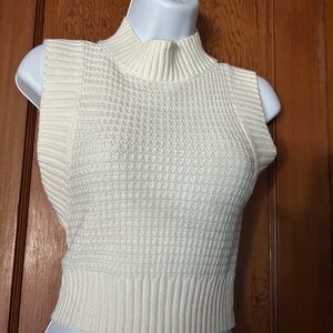 Elegant Cream Sleeveless Knit Top